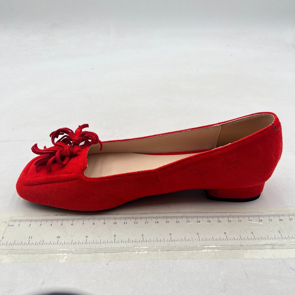 Ydn Red Block Low Heel Loafers Square Toe Tassel … - image 2